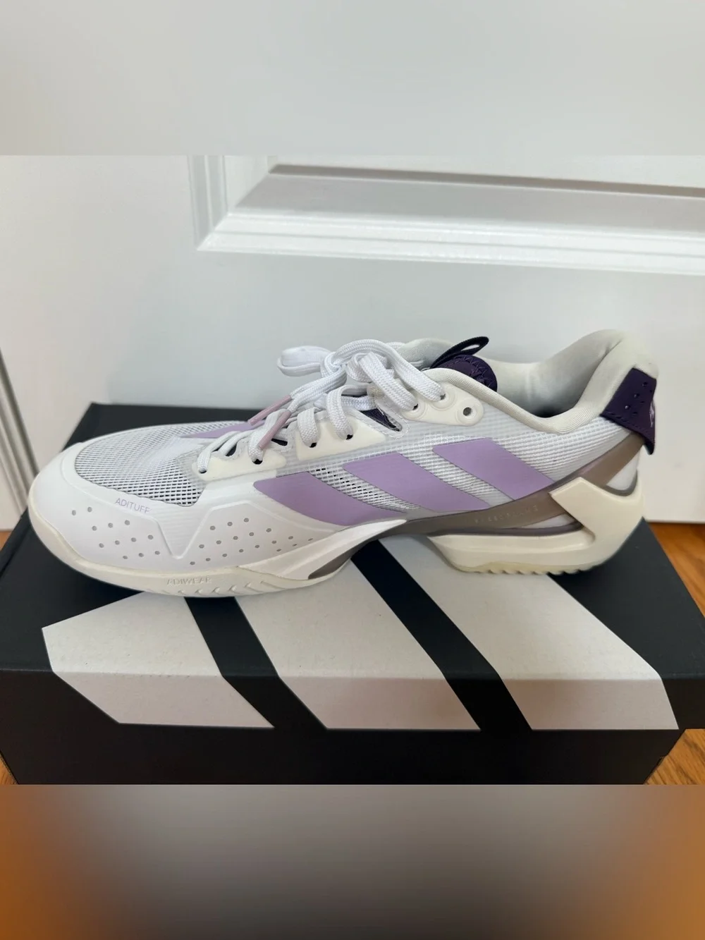 Adidas Adizero Tennis Shoes White Lavender Purple